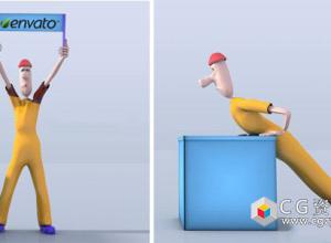 AE模板-三维卡通角色动画公司标志logo片头开场Character Animation Opener免费下载