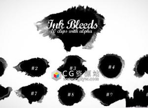 视频素材-10个水墨滴落溅开扩散素材 Ink Bleeds 免费下载