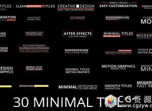 AE模板-30个简洁文字标题动画企业动态宣传字幕条 Minimal Titles  免费下载