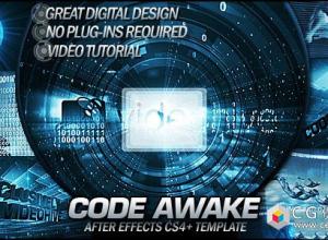 AE模板-科技感三维信息公司计算机企业文字图片展示 Code Awake 免费下载