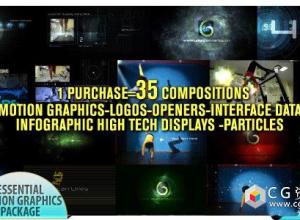 AE模板-35个高科技粒子片头包装动画 Motion Graphics Displays And Particles Bundle Pack