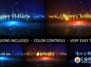 AE模板-圣诞节标题动画粒子生成文字 Christmas 免费下载