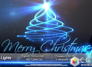 AE模板-圣诞节问候语电影史诗路径光线环绕Logo展示 Christmas Lights 免费下载