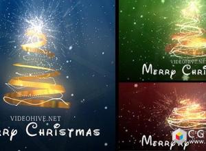 AE模板-金色粒子-圣诞快乐开场片头动画christmas-tree