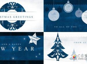 AE模板-蓝色卡片圣诞快乐片头动画包装 Parallax Christmas Greetings 免费下载