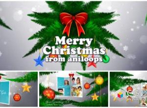 AE模板-圣诞的祝福照片星星闪烁新年祝福铃儿响叮当视频christmas-memories
