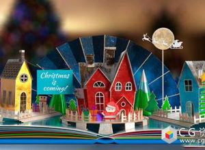 AE模板-动画书弹出祝福圣诞节新年节日问候开场视频片头动画Christmas Pop-Up Book 2