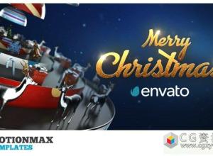 AE模板-打开球形展示圣诞节片头动画3D元素动画Christmas 19036301