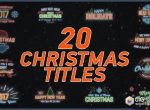 AE模板-4K分辨率20个圣诞节文字动画 20 Christmas Titles 免费下载