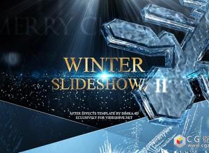 AE模板-美丽的圣诞节动态雪花转场图片相册展示片头 Winter Slideshow II