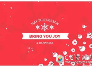 AE模板-新年快乐扁平化圣诞节MG文字标题动画 Christmas Card 免费下载