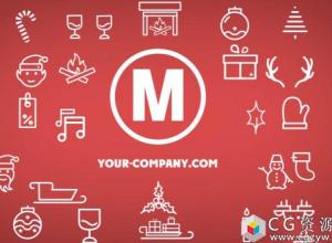 AE模板-2d MG动画圣诞节线条图标 Minimal Christmas Icons 免费下载