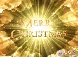 AE模板-闪闪发光金色文字圣诞节片头动画 Heavenly Christmas Titles