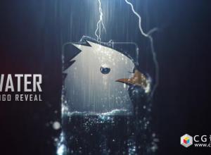 AE模板-下雨水滴Logo展示液体水流动演绎标志片头动画 Water Logo Reveal