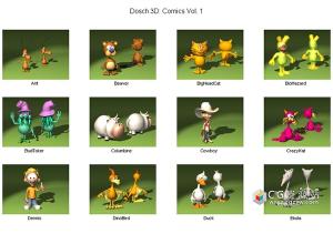 三维卡通角色C4D模型 DOSCH 3D Comic Characters V1+V2