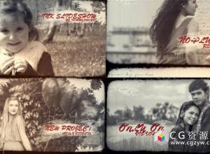 AE模板-时尚水彩复古回忆遮罩幻灯片婚礼展示片头 Ink Slideshow 免费下载