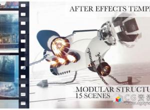 AE模板-电视广播屏幕包装动画科技感展示图片视频开场 Rotatus 4