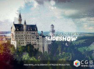 AE模板-水墨散开遮罩展示照片视频动画企业宣传片Inks Parallax Slideshow 免费下载