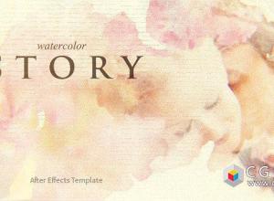 AE模板-油墨水彩素描晕染散开遮罩图片展示 Watercolor Story 免费下载