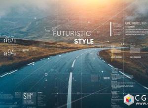 AE模板-HUD图形元素三维视差图片动画企业宣传片头Futuristic Parallax Slideshow 免费下载