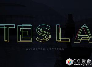 AE模板-英文字母标题动画文字描边效果Tesla Animated Letters 免费下载