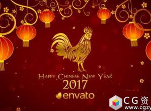 AE模板-2017年新年快乐片头灯笼鸡年动画 Chinese New Year Wishes