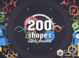 视频素材-213个创意MG卡通动漫动画图形元素包高清素材 Shape Elements Pack