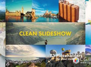 AE模板-优雅旅游公司动态图片推拉切换片头 Clean Slideshow免费下载