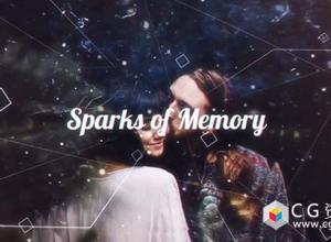 AE模板-现代粒子线条视差图片幻灯片动画 Sparks of Memory