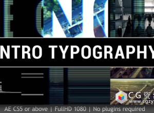AE模板-简介排版动作电影毛刺文字片头开场 Intro Typography 免费下载