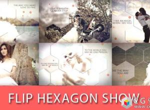 AE模板-翻转六边形遮罩时尚婚礼图片展示 Flip Hexagon Show 免费下载