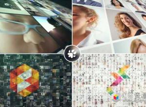AE模板-多视频墙标志电影院企业图片库Logo展示 Multi Video Wall Logo