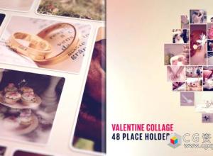 AE模板-爱情故事浪漫情人节婚礼相册拼贴照片墙动画 Valentine Collage 免费下载