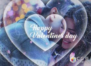 AE模板-浪漫情人节婚礼爱心遮罩图片展示片头 Happy Valentines 免费下载