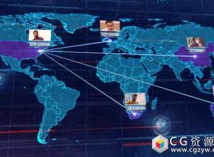 AE模板-科技感网络技术世界地图连线动画 World Map 免费下载