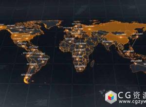 AE模板-科技感连线世界地图动画 World Map 免费下载