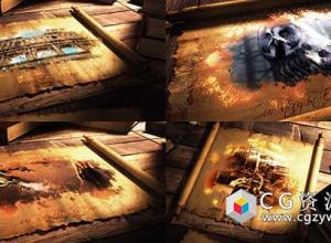 AE模板-史诗滚动羊皮纸卷轴打开图片视频展示片头 Epic Scroll Parchment
