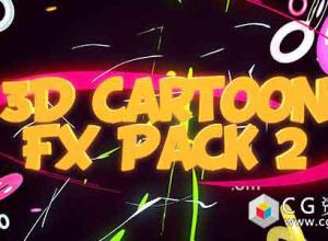 C4D工程三维卡通FX闪电元素MG动画元素第二套 3D Cartoon FX Pack 2
