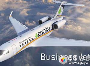AE模板-航空公司宣传片三维飞机航班Logo动画开场 Business Jet 免费下载