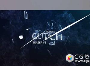 AE模板-现代电影电视节目预告玻信号损坏文字宣传片开场 Modern Glitch MovieTeaser V3