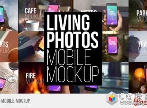 AE模板-iPhone7手机生活照片移动样机宣传动画Living Photos Mobile Mockup