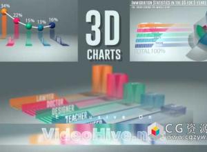 AE模板-透明3D信息图表柱状图百分比动画 Smart 3D Charts