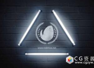 AE模板-三角形日光灯管Logo动画 Logo Lamp
