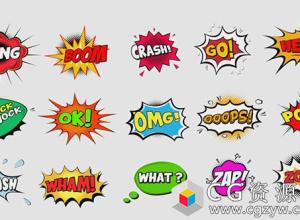 AE模板-漫画电视节目采访栏目包装气泡字幕合集Comic Bubbles