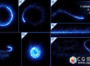 视频素材-能量光与粒子条纹光线路径动画 Energy Light Streaks With Particles