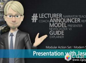 AE模板-三维商务卡通男主持人角色演讲动画Presentation With Jason- Classic Suit