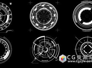 视频素材-6个HUD科技感圆形元素动画高清素材 HUD Circle Elements