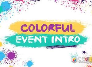 AE模板-多彩事件介绍彩色油漆滴落遮罩视频包装 Colorful Event Intro