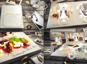 AE模板-浪漫翻页粒子婚礼记忆相册书本动画开场 Wedding Book