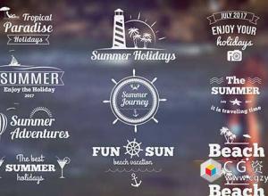AE模板-复古夏天旅游假期聚会标签横幅文字标题动画 Summer Banners II